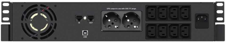 „Infosec X4 2000 RM Plus“ nepertraukiamo maitinimo šaltinis (UPS), interaktyvus linijinis ryšys, 2 kVA, 1200 W, 10 kintamosios srovės lizdų