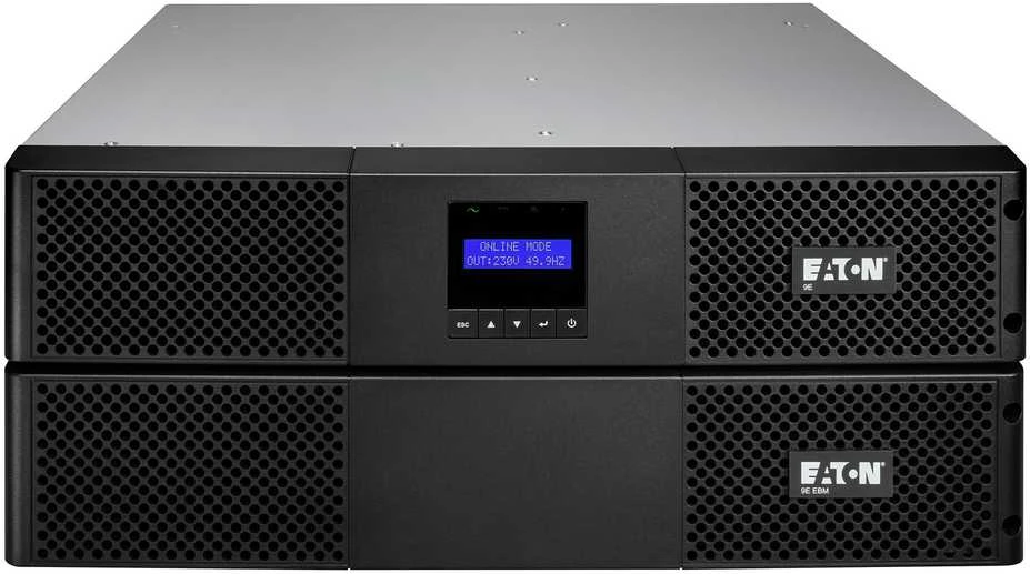 EATON 9E UPS Rack AC 200/220/230/240V 1800W 2000VA 1 fazė 6 x akumuliatoriai švino rūgšties 7Ah RS-232 USB oc 6 2U 19 Juodas