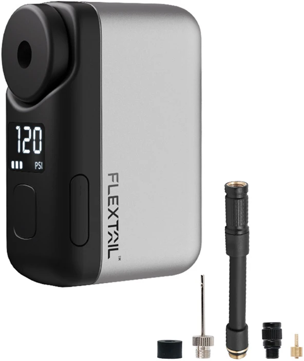 Nešiojama Dviračio Siurblys - Flextail Tiny Bike Pump Pro 120 PSI, Integruota Baterija, LED Ekranas, Pilka