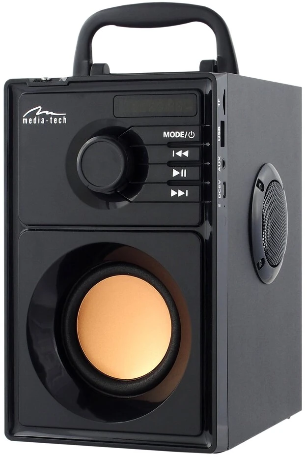 Nešiojama kolonėlė Media-Tech BOOMBOX BT MT3145 V2.0, 15W RMS, Bluetooth, USB, MicroSD, FM Radijas, AUX, su distanciniu pultu