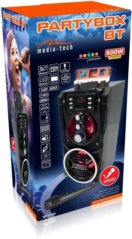 Media-Tech MT3150 Nešiojama Bluetooth garsiakalbio sistema MediaTech Partybox BT su karaoke funkcija