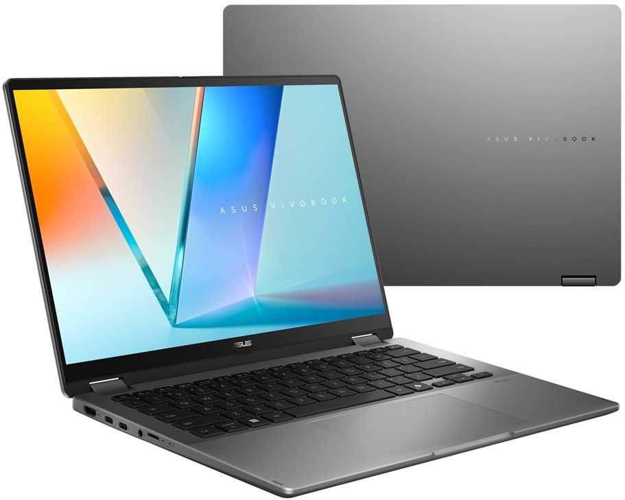 Nešiojamas kompiuteris ASUS Vivobook 14 Flip TP3407SA-DS74T Intel Core Ultra 7 256V hibridinis (2 viename) 35,6 cm (14") Jutiklinis ekranas WUXGA 16 GB LPDDR5x-SDRAM 1 TB SSD Wi-Fi 7 (802.11be) Windows 11 Home Pilkas Naujas Perpakuotas/Perpakuotas (Pažeista pakuotė)