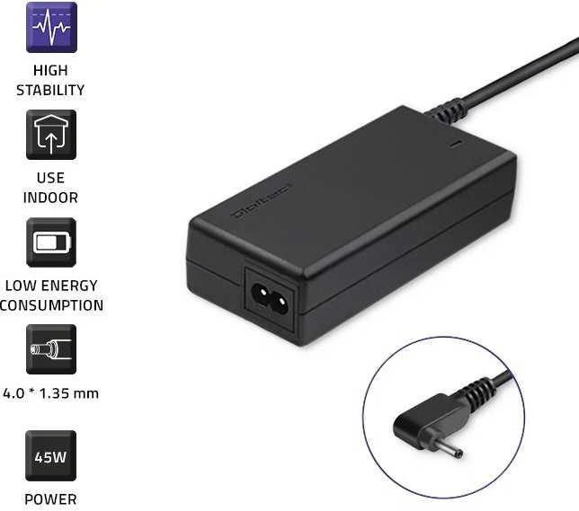QOLTEC 52391 Maitinimo adapteris, skirtas ultrabook Asus 45W 19V 2.37A 4.0x1.35