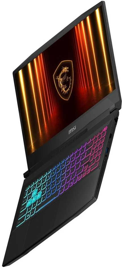 MSI Katana 15 ekranas ir RGB klaviatūra iš kampo