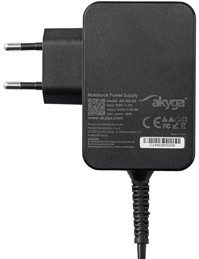 "Akyga" maitinimo šaltinis Akyga AK-ND-82 5-20V / 3-4,5A 90W C tipo USB 1,8 m GaN