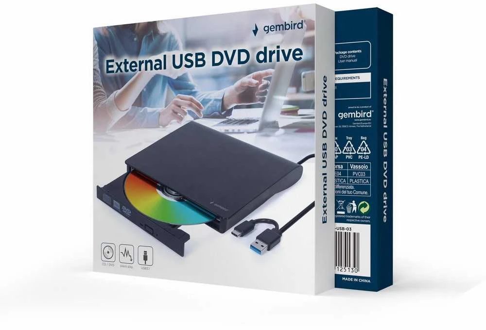 Gembird DVD-USB-031 External USB DVD drive, juodas