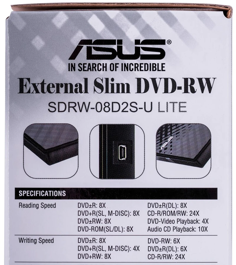 Asus | SDRW-08D2S-U Lite | Sąsaja USB 2.0 | DVD±RW | CD skaitymo greitis 24 x | CD įrašymo greitis 24 x | Juodas | Stalinis kompiuteris / Nešiojamasis kompiuteris