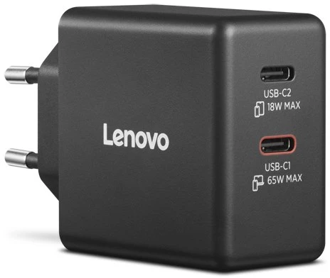 Lenovo Dual USB-C 65W GaN įkroviklis | Įkroviklis | USB-C | 65 W