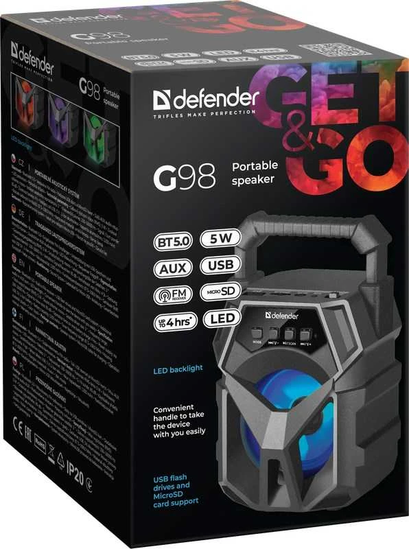 Nešiojamasis Garsiakalbis - Defender G98 Mono 5 W Juodas