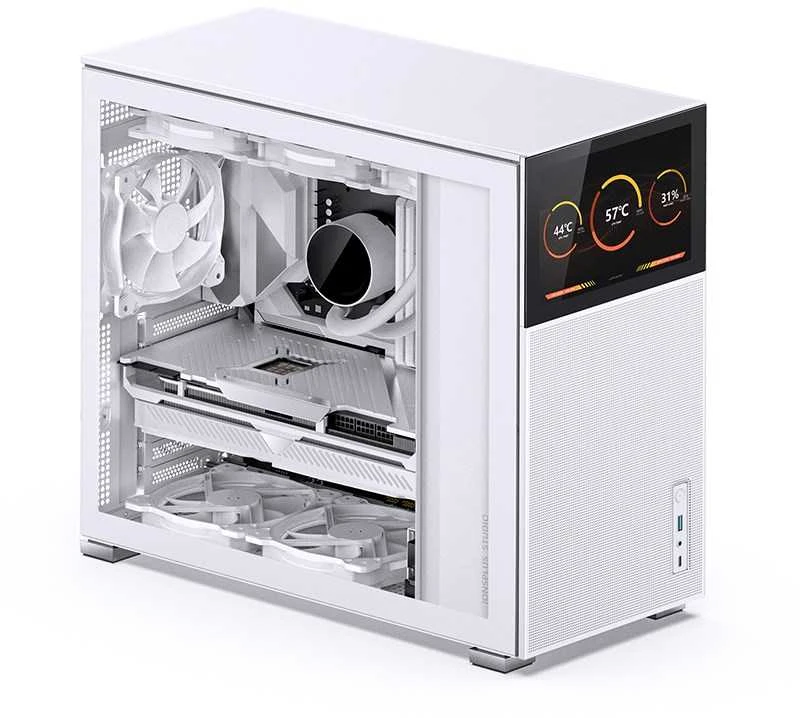 Jonsbo D41 MESH Screen ATX Case, Tempered Glass - baltas