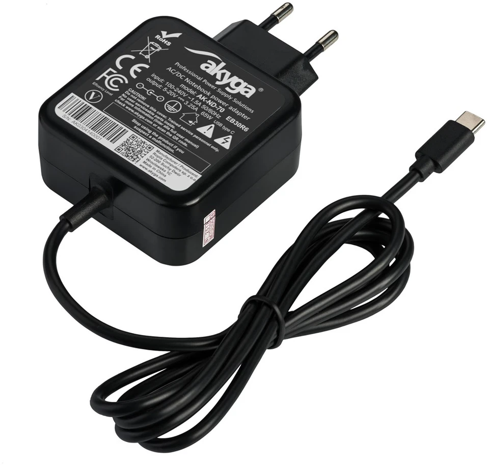 Nešiojamojo kompiuterio pakrovėjas AK-ND-70 (5-20V / 3-3.25A 65W) USB Type-C 1.2m