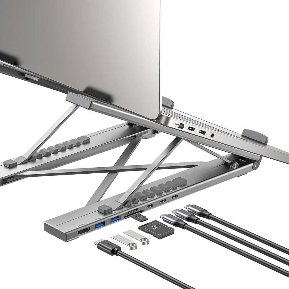 UNITEK D1137AGY01 nešiojamojo kompiuterio prijungimo stotelė / prievadų replikatorius, USB 3.2 Gen 1 (3.1 Gen 1) Type-C Sidabrinis