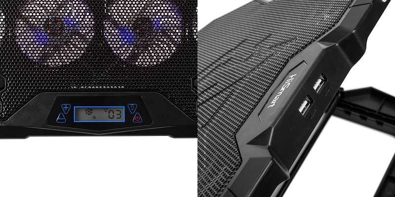 Nešiojamojo kompiuterio aušinimo stovas HISMART, su 6 RGB ventiliatoriais, 5 padėčių