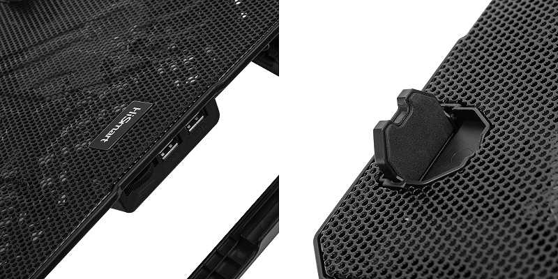 Nešiojamojo kompiuterio aušinimo stovas HISMART, su 2 LED ventiliatoriais, 5 padėčių
