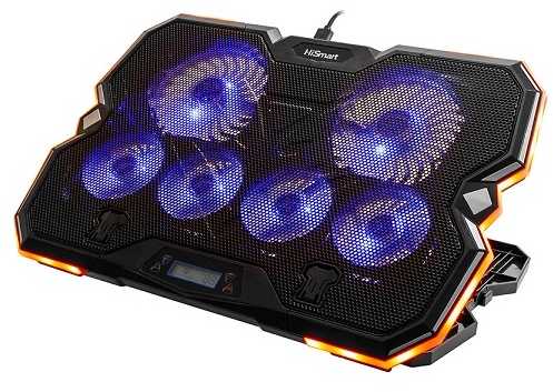 Nešiojamojo kompiuterio aušinimo stovas HISMART, su 6 RGB ventiliatoriais, 5 padėčių