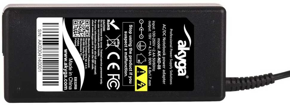 Nešiojamojo kompiuterio pakrovėjas Akyga AK-ND-08 (19V / 4.74A 90W 4.8 x 1.7mm) HP 1.2m