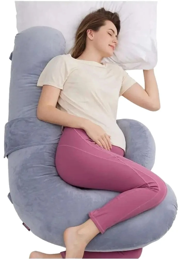 Nėštumo Pagalvė - Momcozy PP007 F-formos Parama Su Nuimamu Užvalkalu Pilka