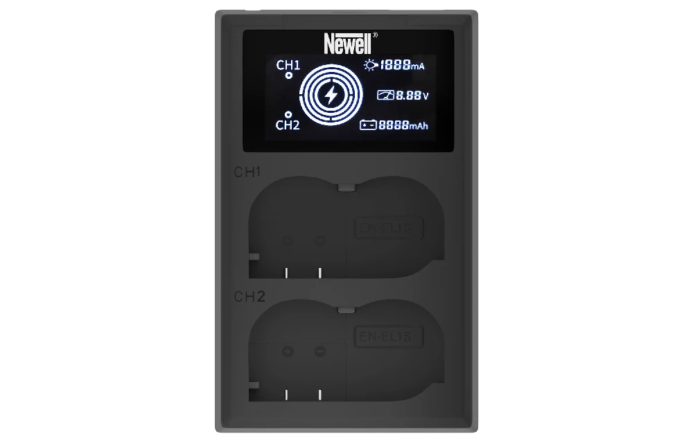 Newell fotoaparato įkroviklis Newell FDL-USB-C dviejų kanalų įkroviklis EN-EL15 akumuliatoriams