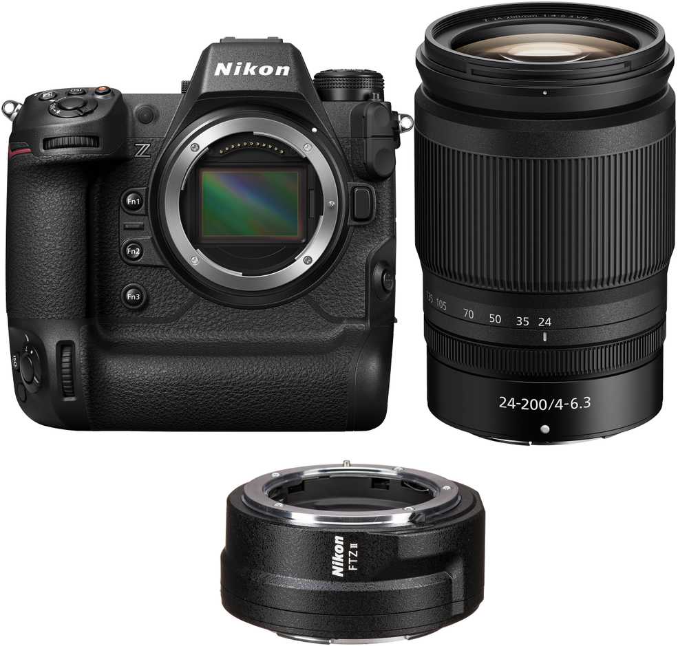 Nikon Z9 + NIKKOR Z 24-200mm f/4-6.3 VR + FTZ II tvirtinimo adapteris