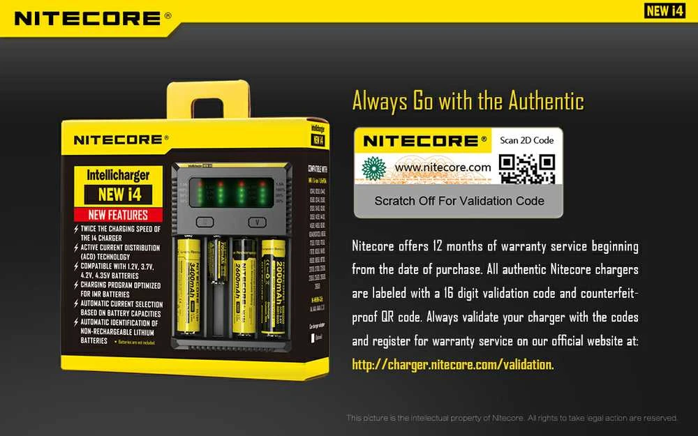 Nitecore New i4 pakuotė su autentiškumo kodu