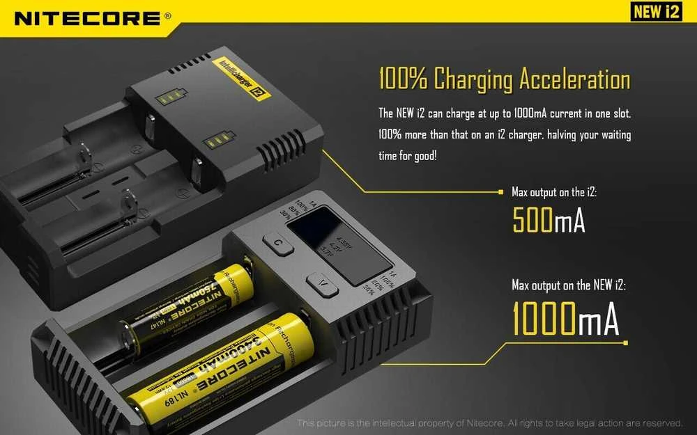 Nitecore New I2 Intellicharger Baterijų Įkroviklis