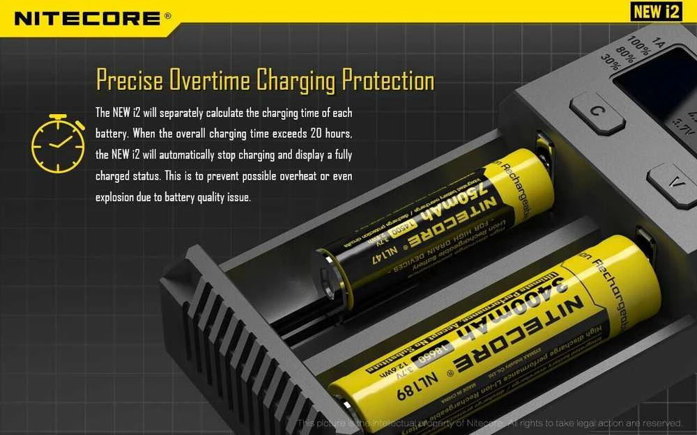 Nitecore New I2 Intellicharger Baterijų Įkroviklis