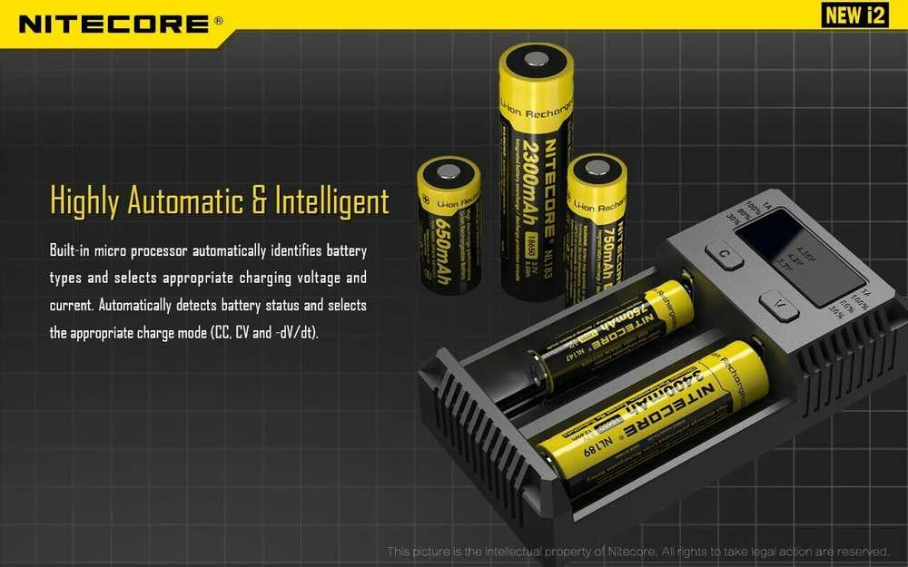 Nitecore New I2 Intellicharger Baterijų Įkroviklis