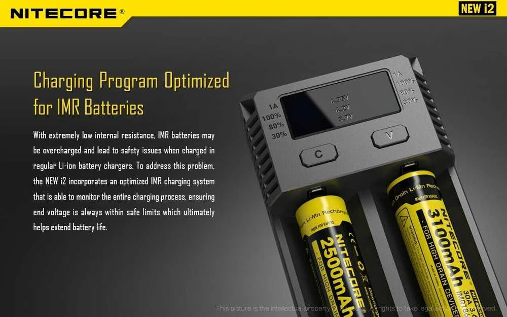 Nitecore New I2 Intellicharger Baterijų Įkroviklis