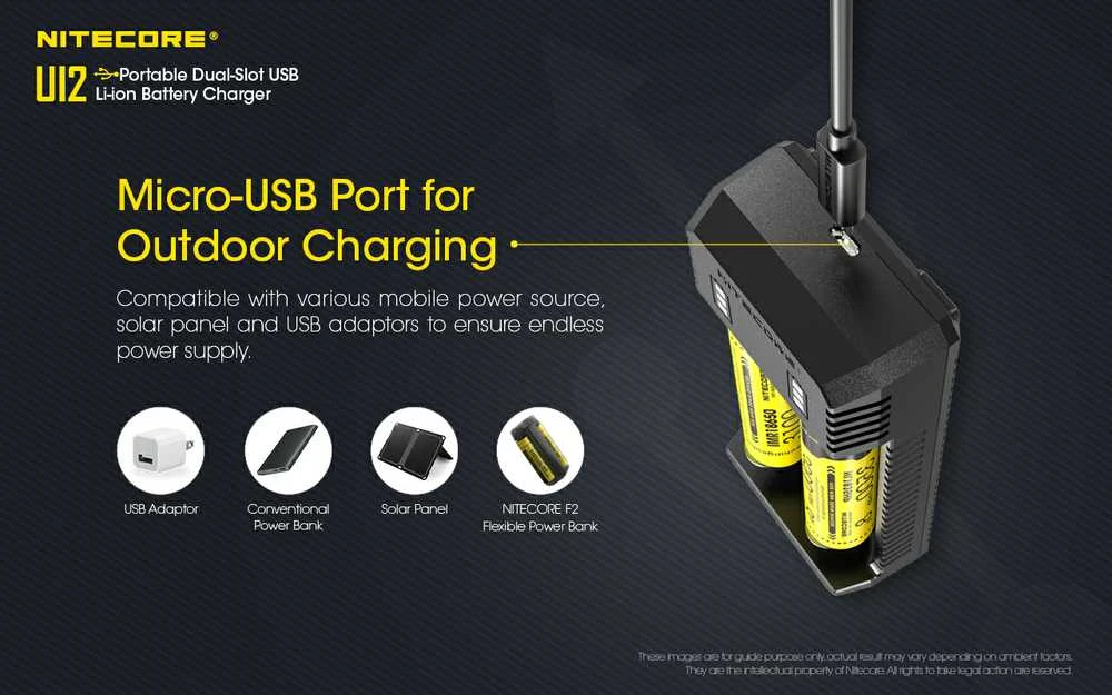 Nitecore UI2 Portable Dual-slot USB Baterijų įkroviklis
