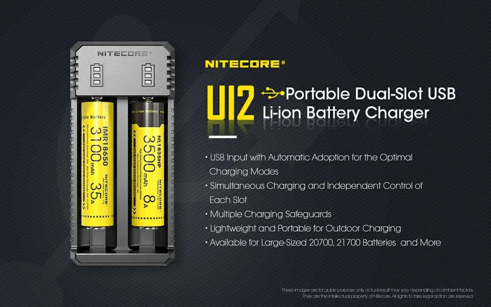 Nitecore UI2 Portable Dual-slot USB Baterijų įkroviklis