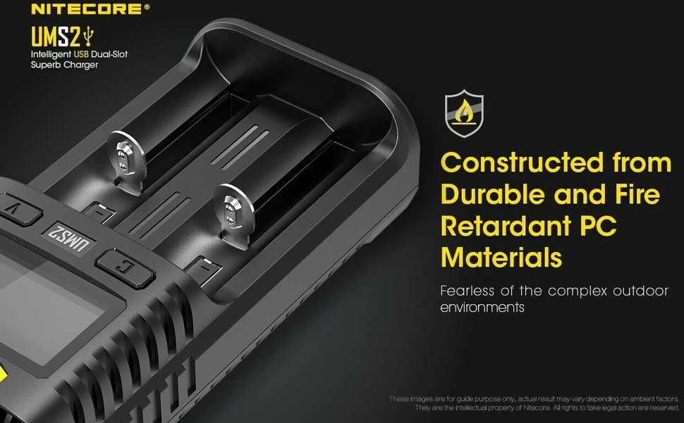 Nitecore UMS2 įkroviklio korpuso detalės