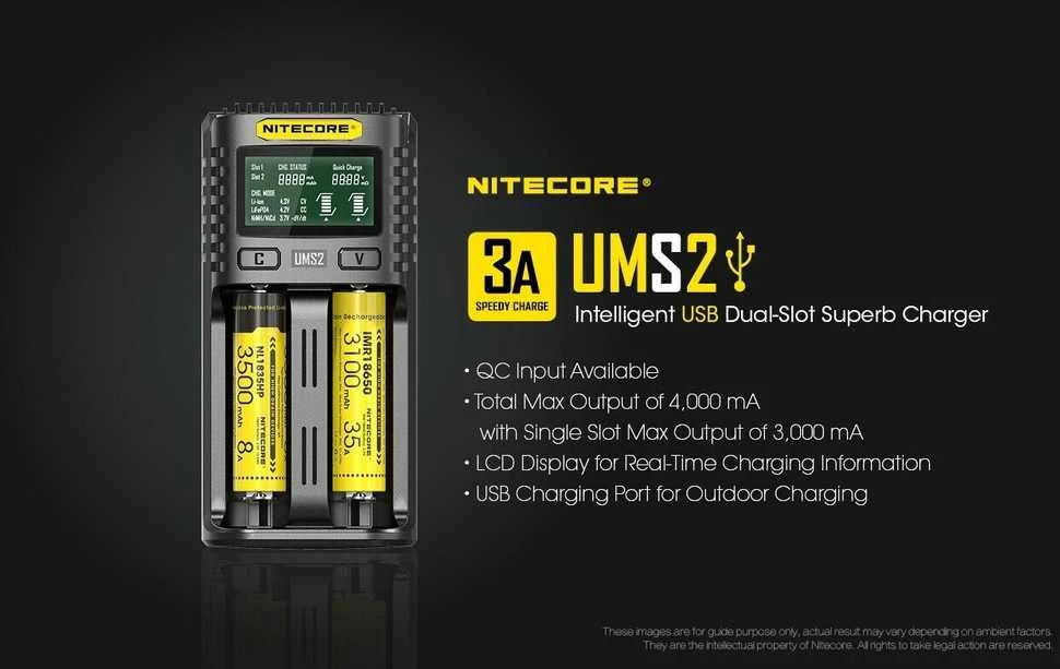 AKUMULIATORIŲ ĮKROVIKLIS 2 SLOT/UMS2 NITECORE