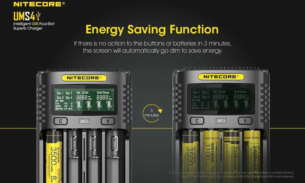 Nitecore UMS4 4 x Penlite įkroviklis (AA/AAA) su indikatoriumi