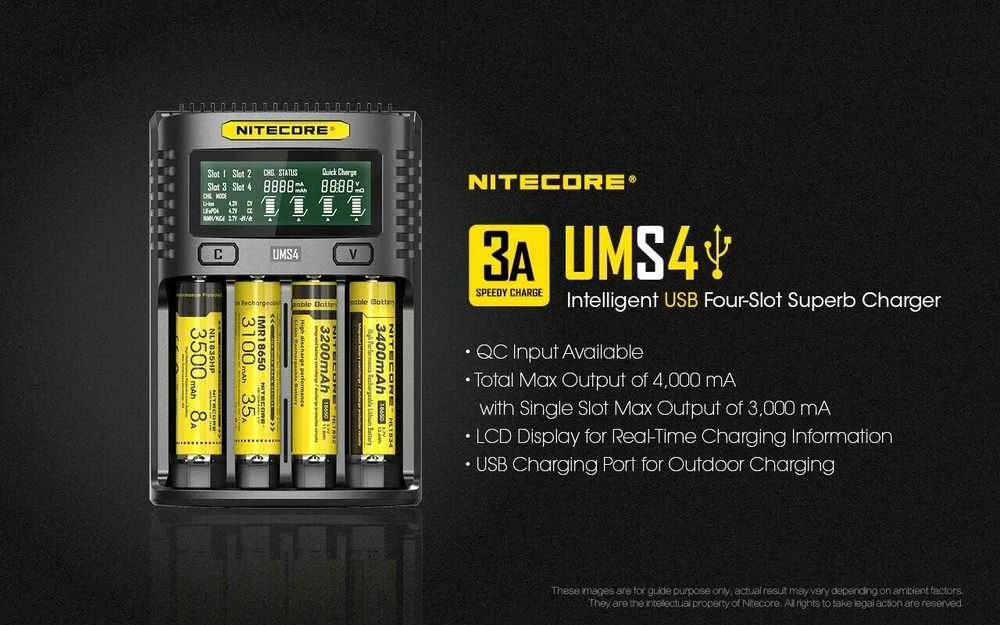 Nitecore UMS4 4 x Penlite įkroviklis (AA/AAA) su indikatoriumi