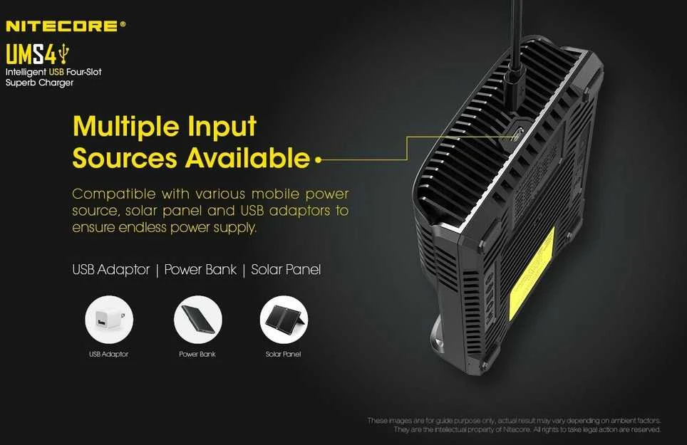 Nitecore UMS4 4 x Penlite įkroviklis (AA/AAA) su indikatoriumi