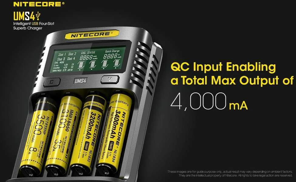 Nitecore UMS4 4 x Penlite įkroviklis (AA/AAA) su indikatoriumi