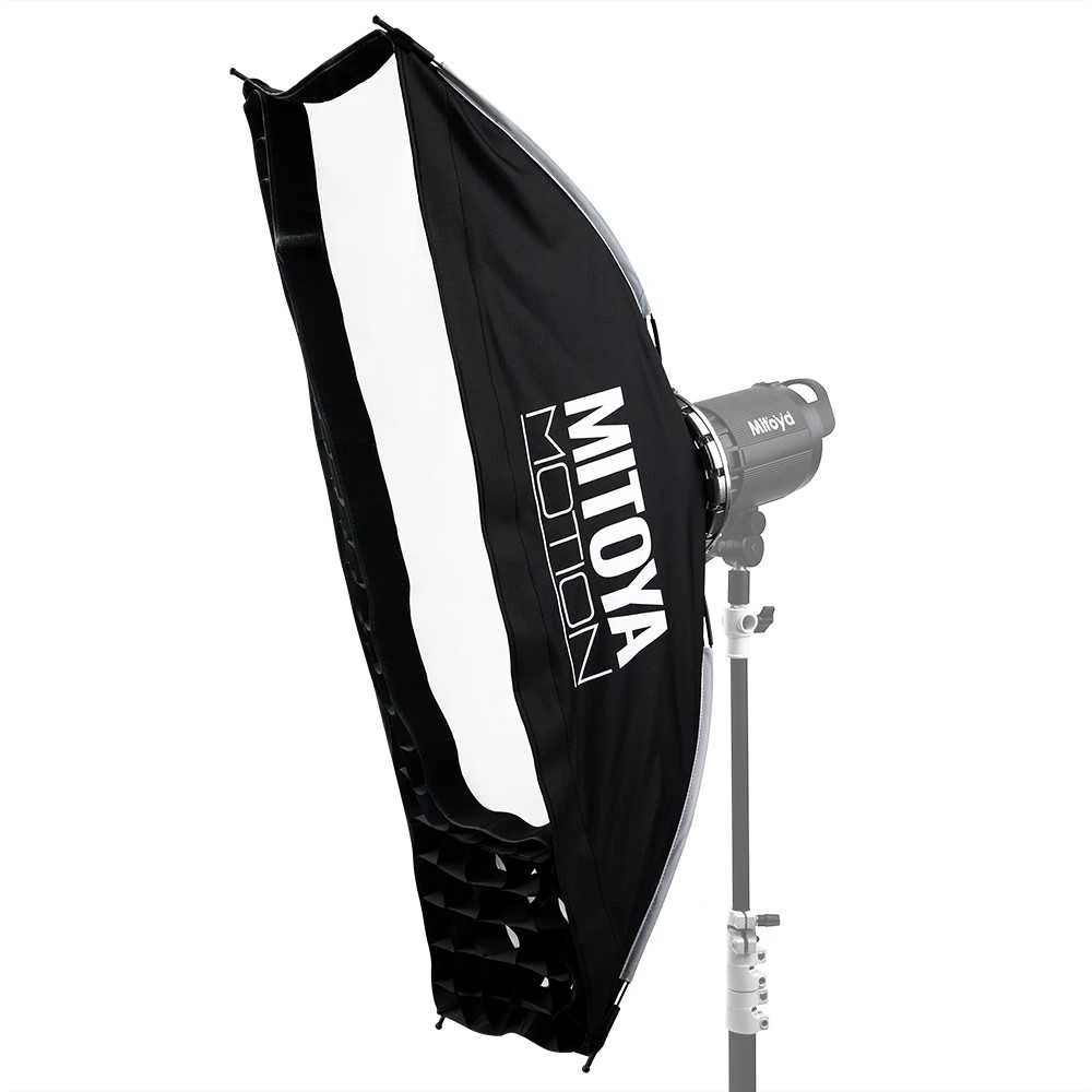 Apšvietimo įranga - MITOYA MOTION STRIP Softbox 30x120cm Bowens, 2 difuzoriai, tinklelis