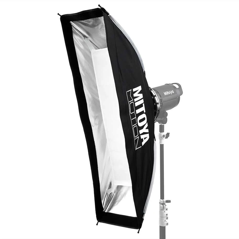 Apšvietimo įranga - MITOYA MOTION STRIP Softbox 30x120cm Bowens, 2 difuzoriai, tinklelis