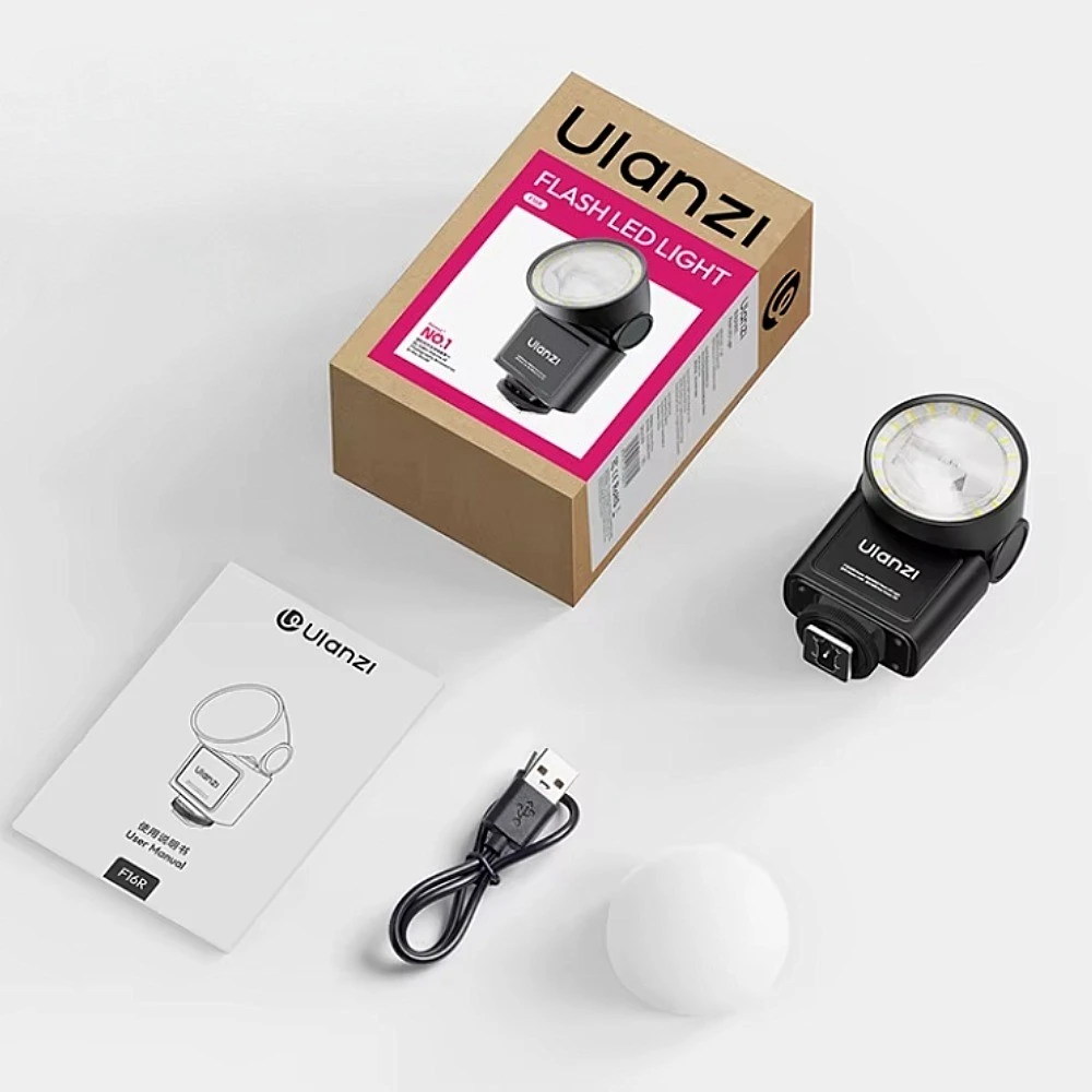 null Fotoaparato blykstė - Ulanzi F16R/L302 2-in-1 blykstė ir LED šviesa GN16 2 500–6 500 K 1 200 mAh USB-C
