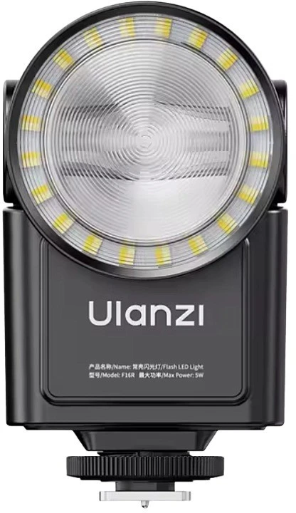 null Fotoaparato blykstė - Ulanzi F16R/L302 2-in-1 blykstė ir LED šviesa GN16 2 500–6 500 K 1 200 mAh USB-C