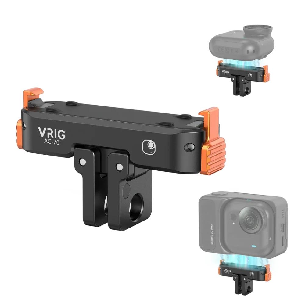 null Fotoaparato tvirtinimo adapteris - VRIG AC-70, skirtas Insta360 GO Ultra, 1/4 col. sriegis, 18 g, 47 × 24 × 15 mm