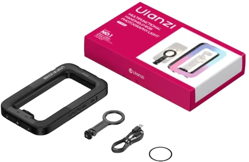 Multiblitz null LED šviestuvas - Ulanzi PL15RGB su magnetiniu telefono laikikliu, 2 500–9 000 K, HSI, 20 efektų, USB-C, 90 min. baterija