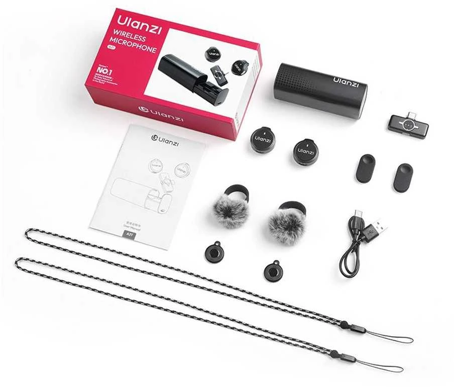Mikrofono sistema - ULANZI A30 Tiny Mic USB-C bevielis, 2 siųstuvai, 50m nuotolis