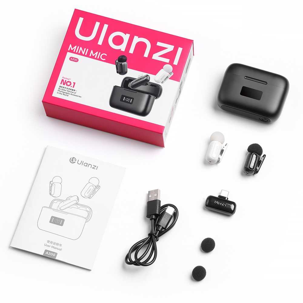 Mikrofono sistema - ULANZI A30 Tiny Mic USB-C, 2 siųstuvai, 50m nuotolis