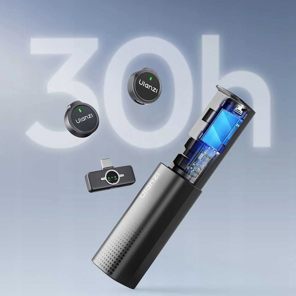 Mikrofono sistema - ULANZI A30 Tiny Mic USB-C bevielis, 2 siųstuvai, 50m nuotolis
