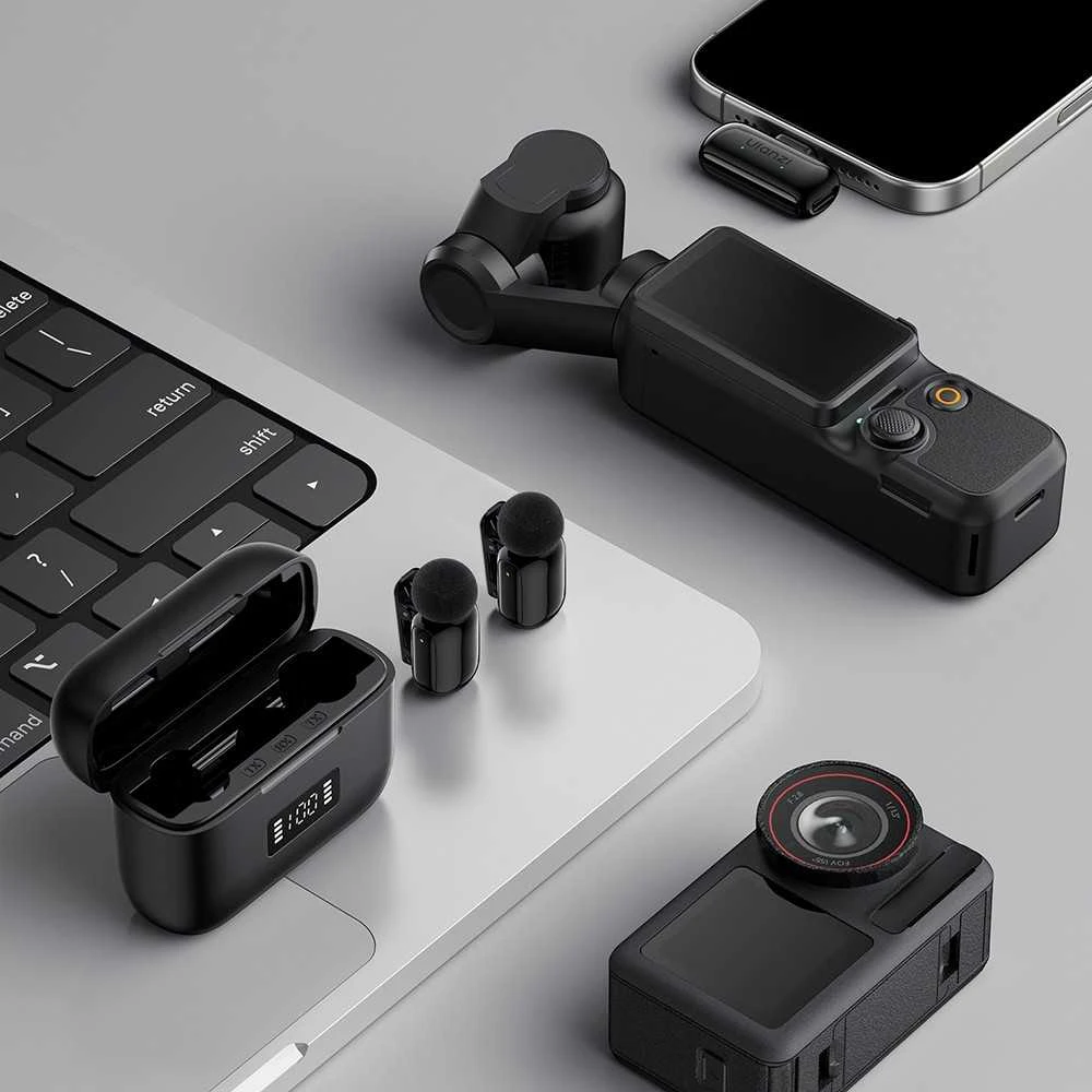 Mikrofono sistema - ULANZI A30 Tiny Mic USB-C bevielis, 2 siųstuvai, triukšmo slopinimas