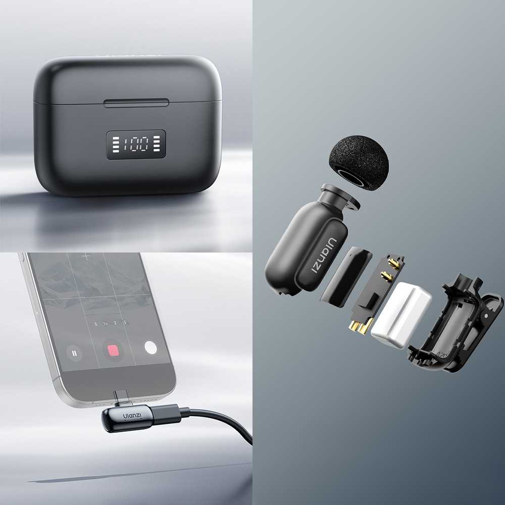 Mikrofono sistema - ULANZI A30 Tiny Mic USB-C, 2 siųstuvai, 50m nuotolis