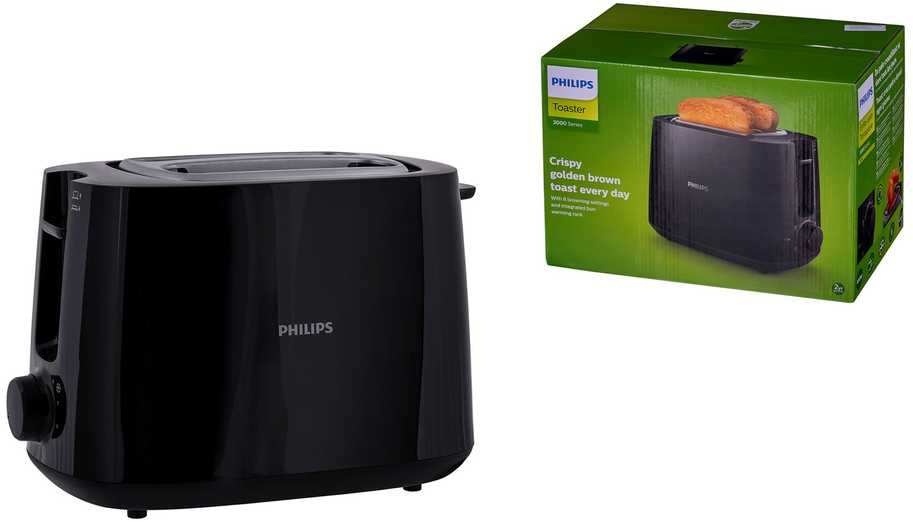 Philips Daily Collection HD2581/90 skrudintuvas 2 griežinėliai Juoda 830 W