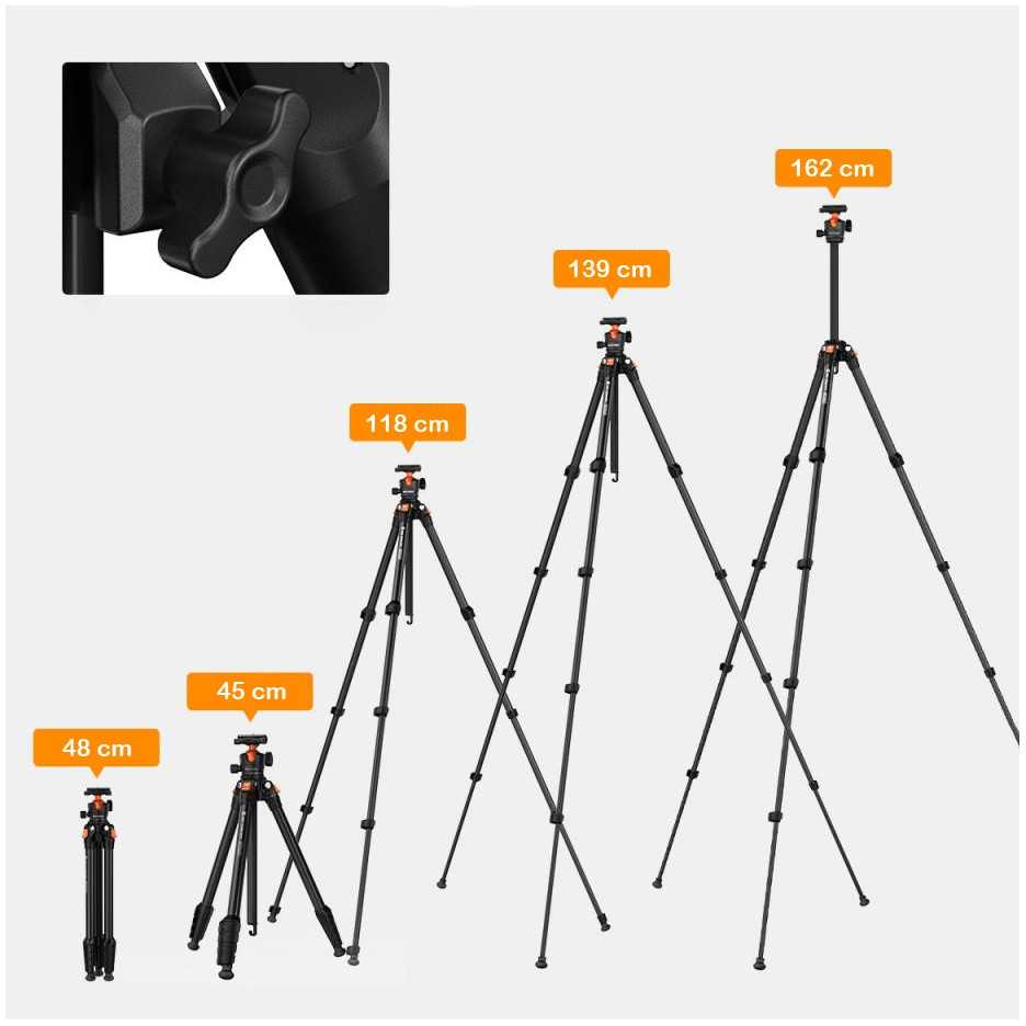 Stovas - ULANZI OMBRA YING 158cm Aliuminis Lengvas 3kg Talpa