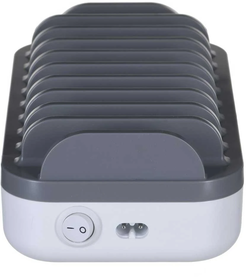 Manhattan įkrovimo stotis, 10x prievadų: 3x USB-C (iki 18W PD) ir 7x USB-A (iki 12W), 120W bendra išvestis, Baltas/Pilkas, Trejų metų garantija, dėžutė